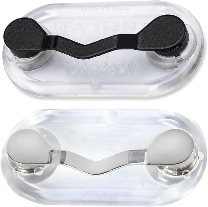 ReadeREST Original Magnetic Eyeglass Holder Gunmetal on shirt