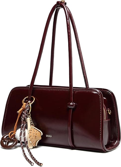 RTPRTP Burgundy Quilted Evening Shoulder Bag front view