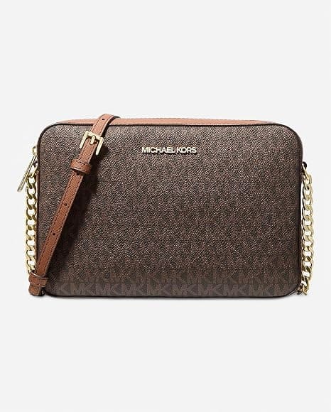 Michael Kors Jet Set Large East West Crossbody Bag Brown front view
