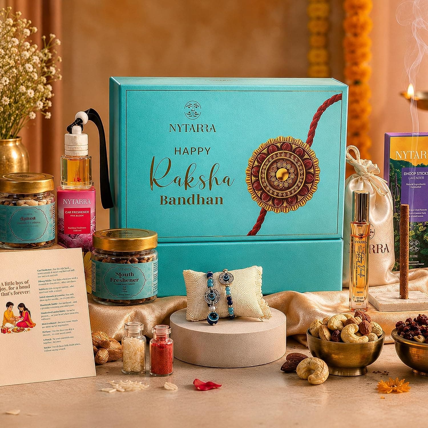 Nytarra Rakhi gift box complete set top view