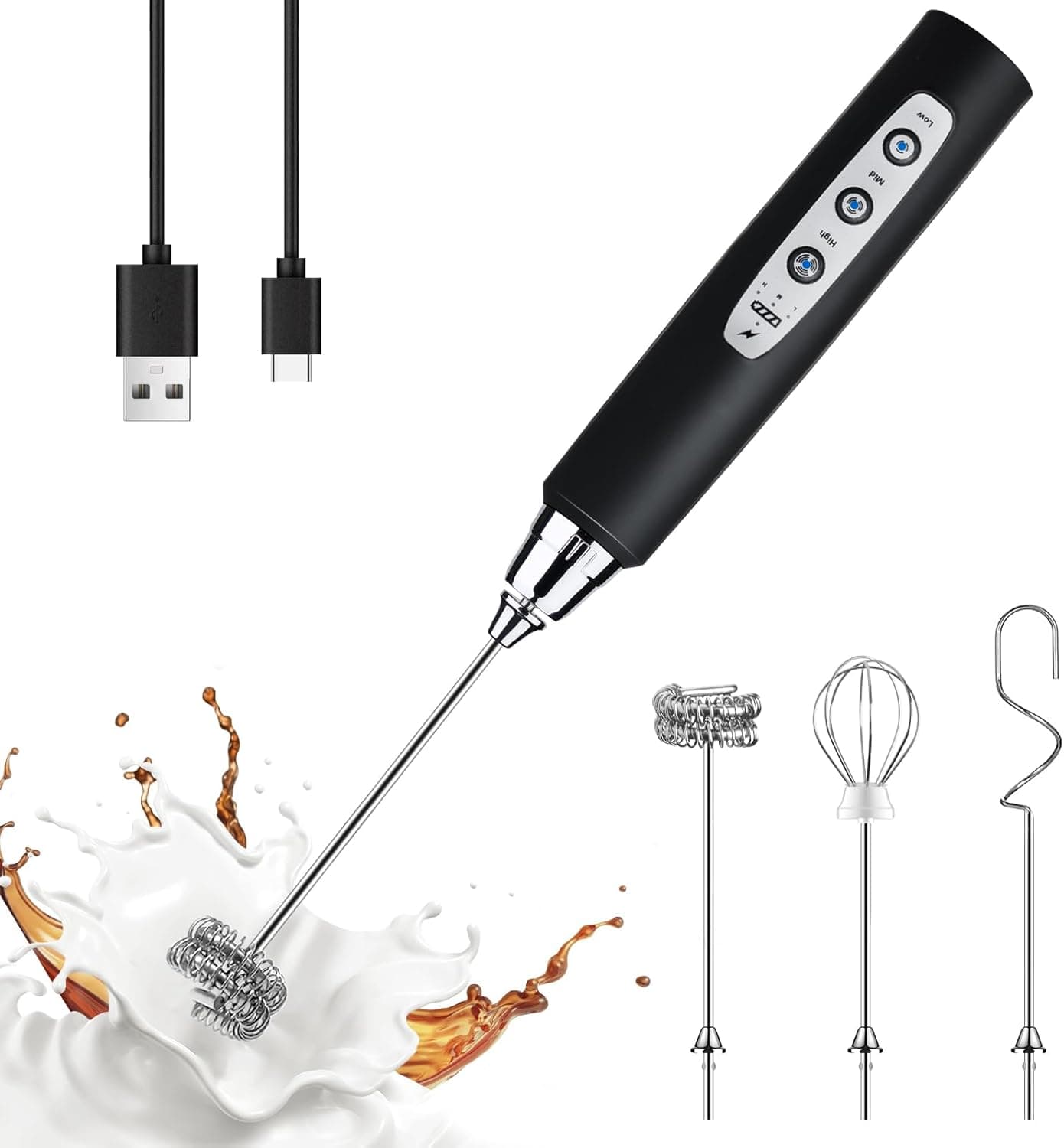Stainless Steel Rechargeable Milk Frother main view