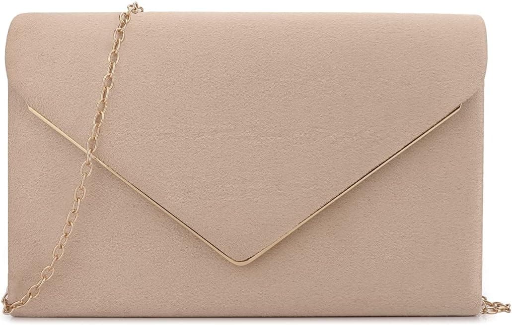 BBjinronjy Pleated Satin Evening Clutch Champagne Gold front view