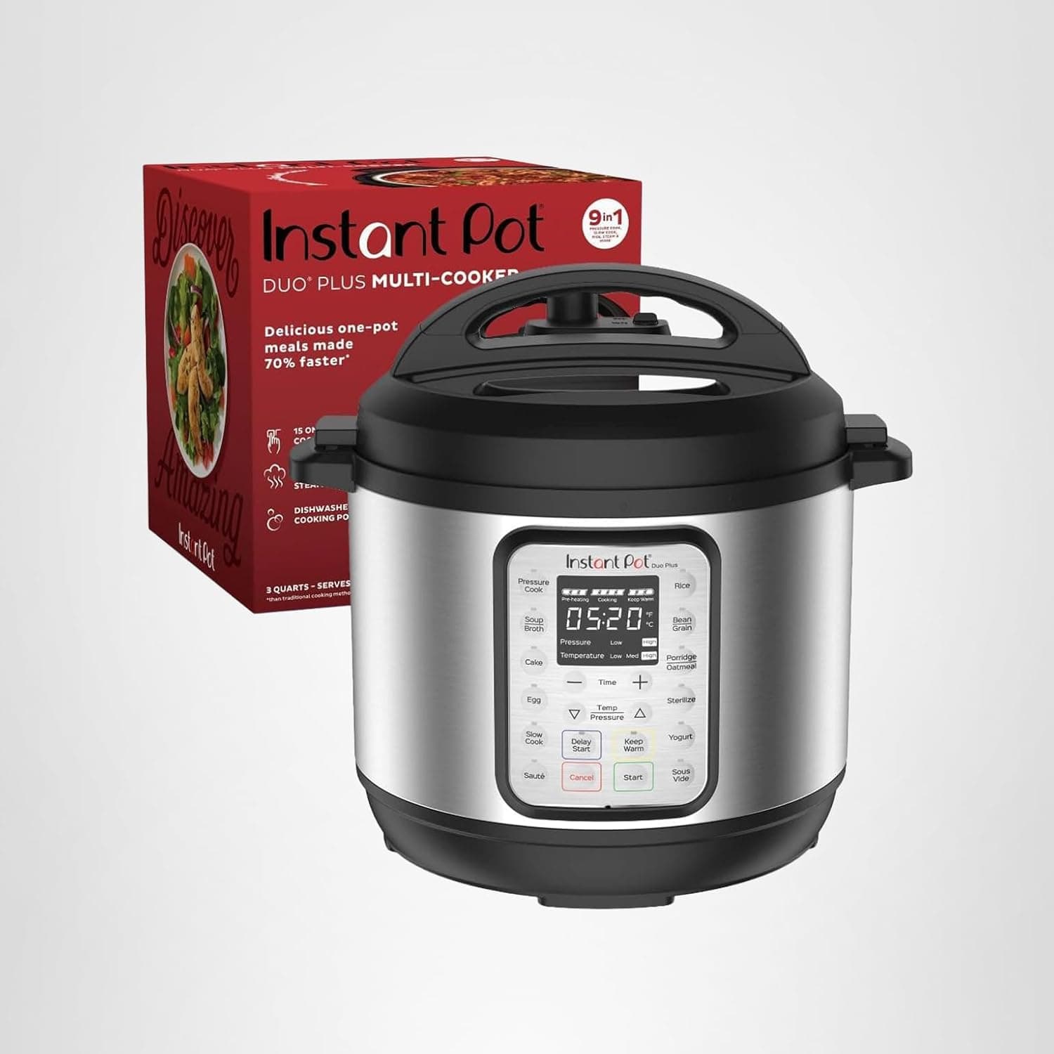 Instant Pot Duo Plus 9-in-1 6-Quart Electric Pressure Cooker front view