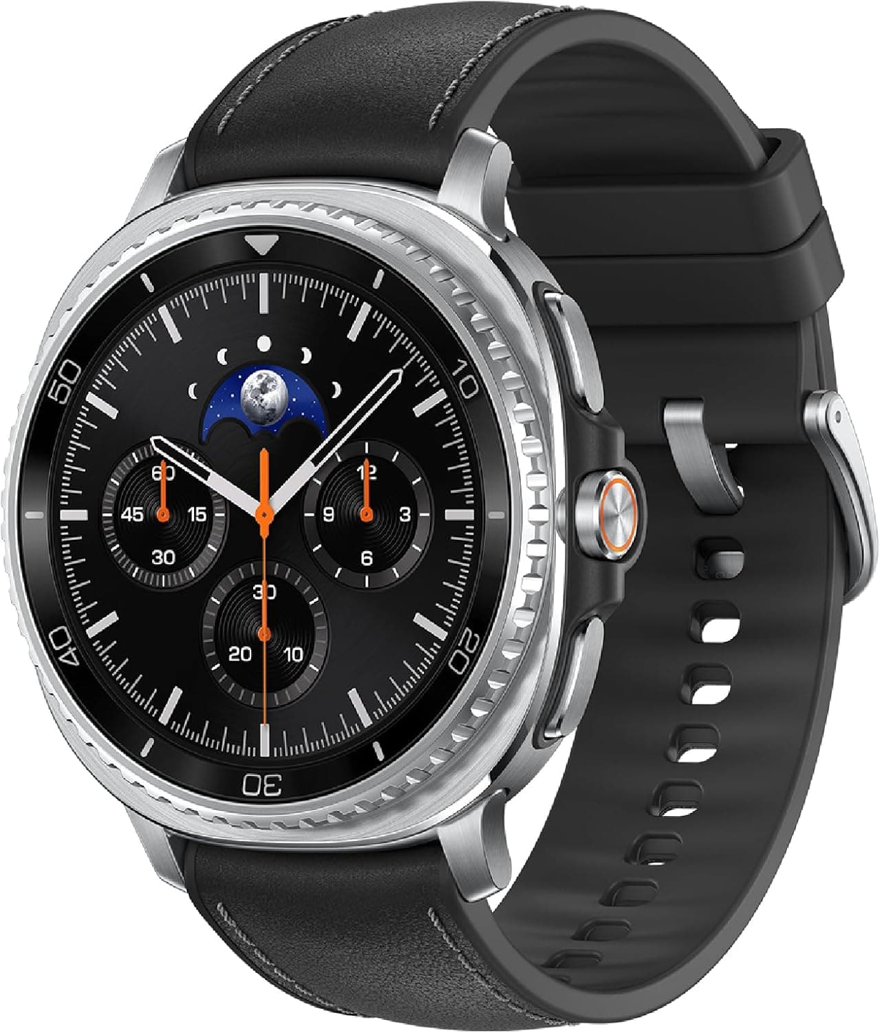 Samsung Galaxy Watch 8 Classic Black 46mm front view with rotating bezel