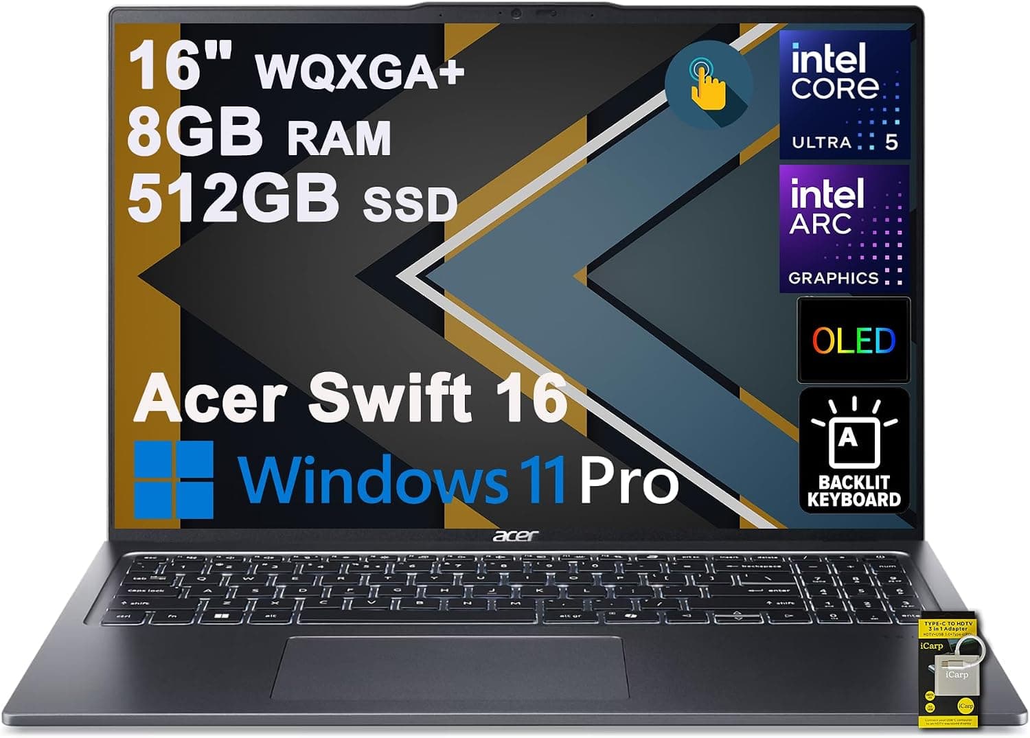 Acer Swift Go 14 AI PC 3.2K 120Hz OLED display front view