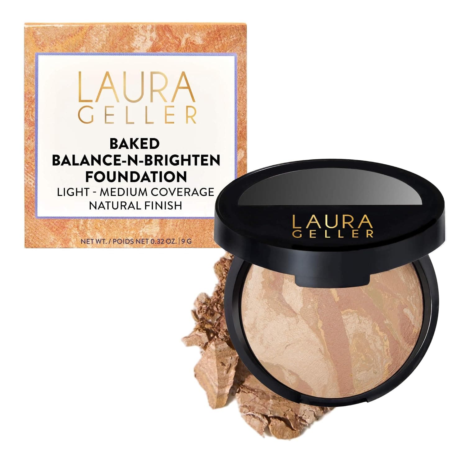 LAURA GELLER Baked Balance-n-Brighten compact with marble swirl pigments