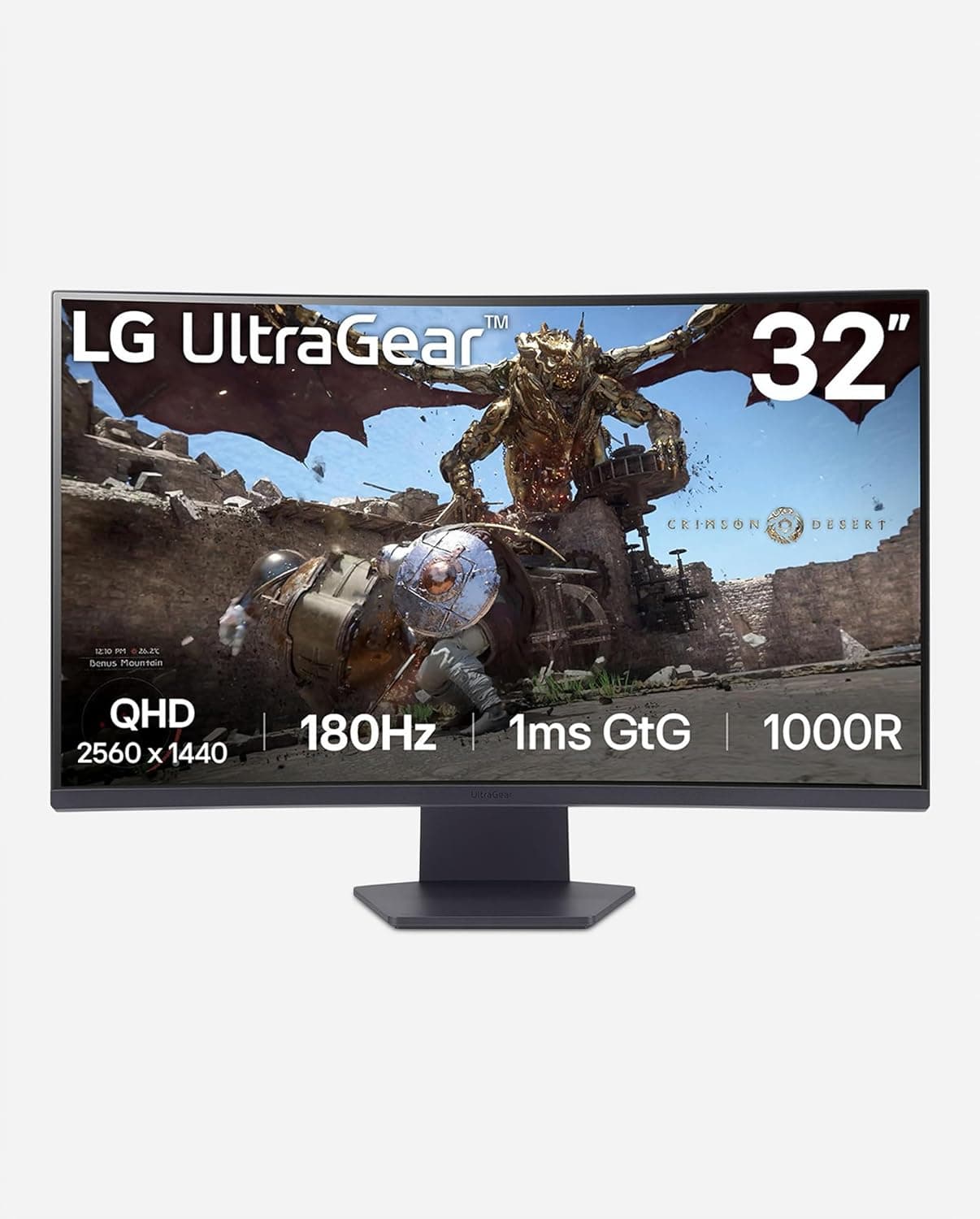 LG 32GS60QC-B 32-Inch UltraGear QHD 1000R Curved Monitor front view