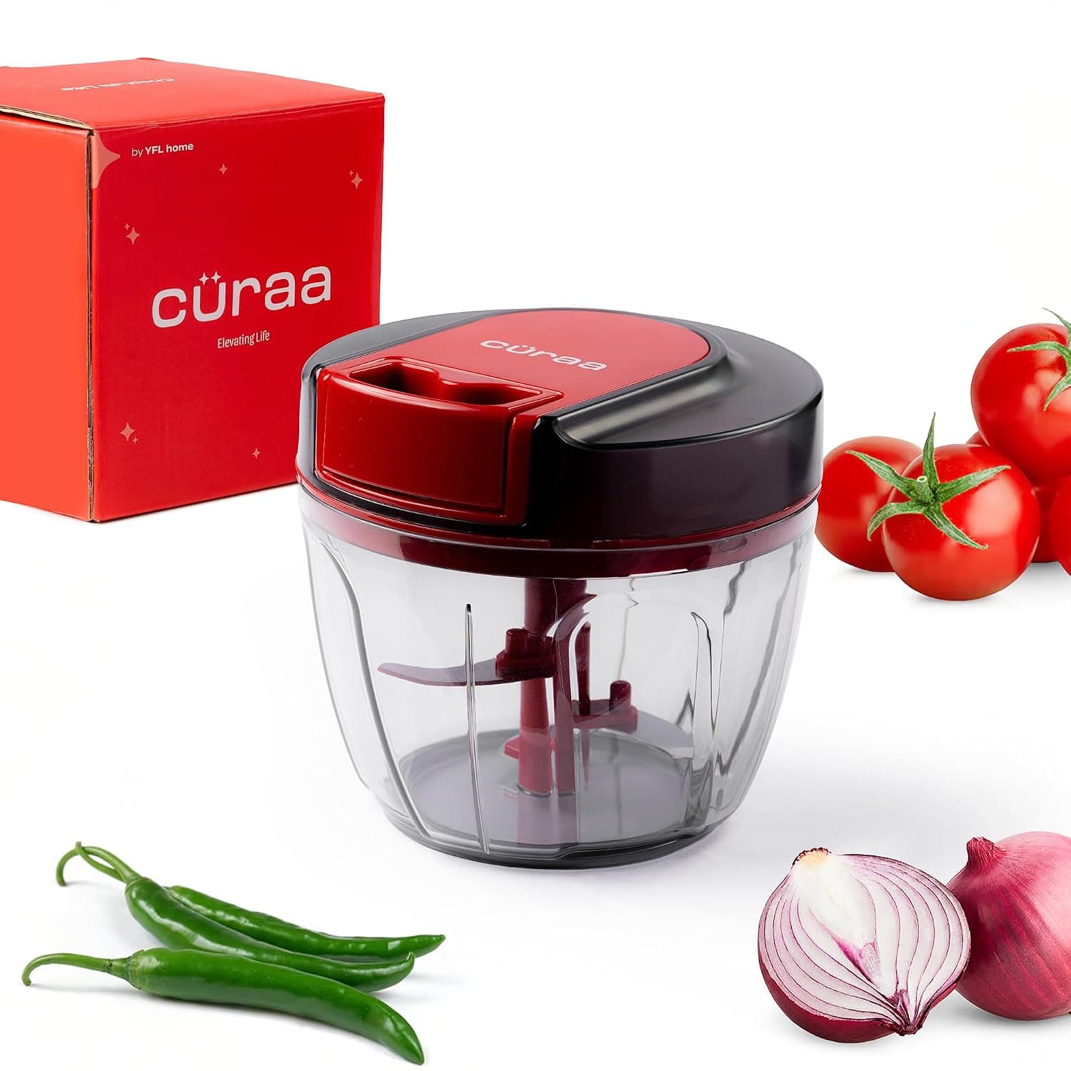 Portable electric mini garlic chopper front view