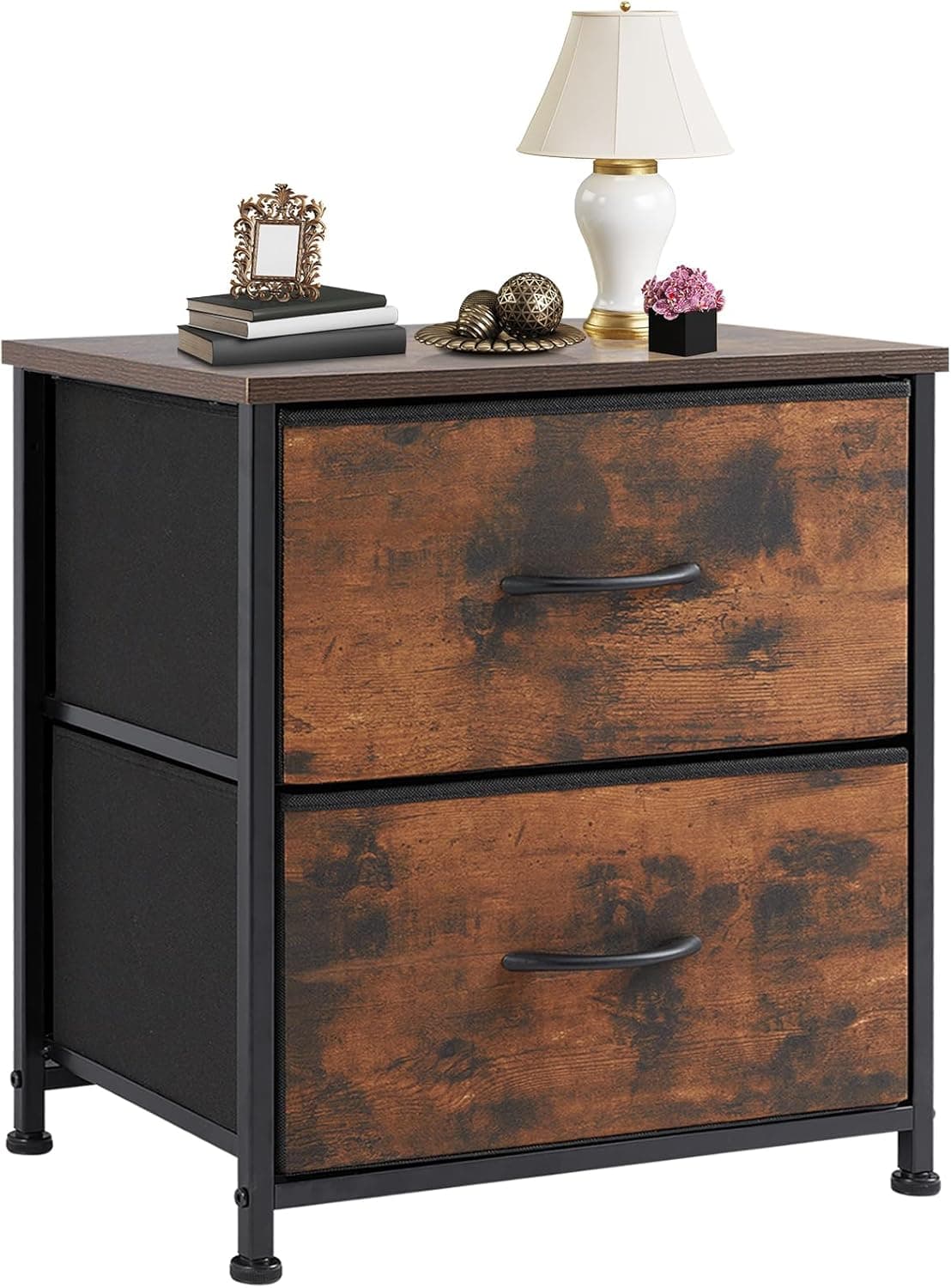 DUMOS 4-Drawer Nightstand Dresser Charcoal Gray front view