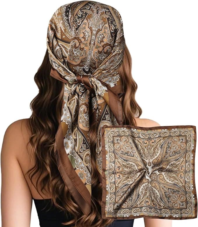Sumolux Silk Satin Square Head Scarf Bandana 4-pack patterns
