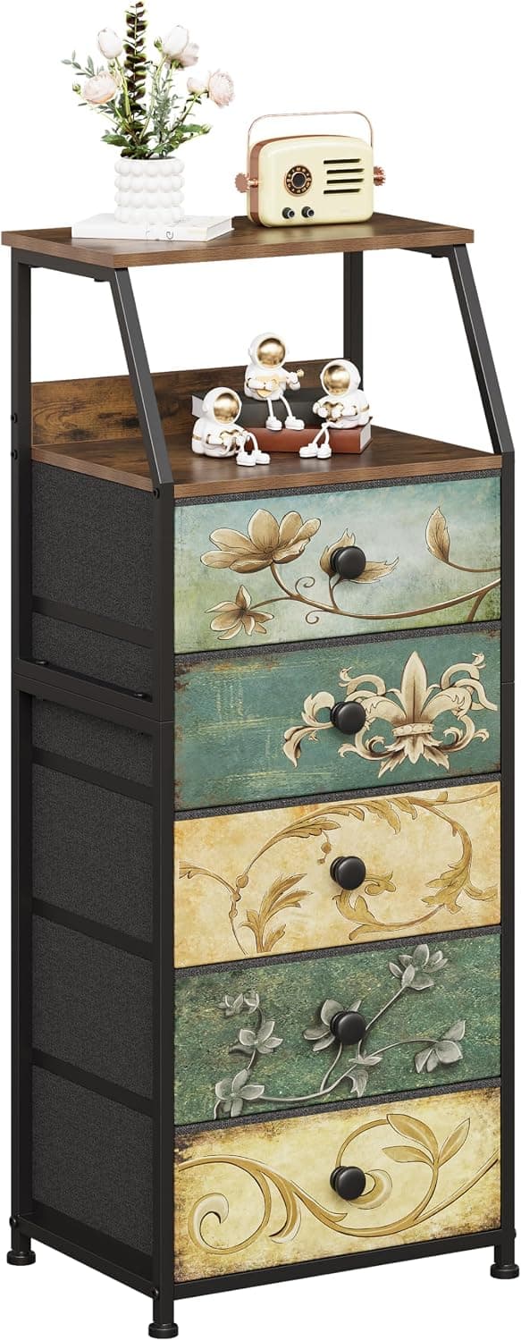 Tohomeor 4-Drawer Tall Nightstand Vintage Gray front view