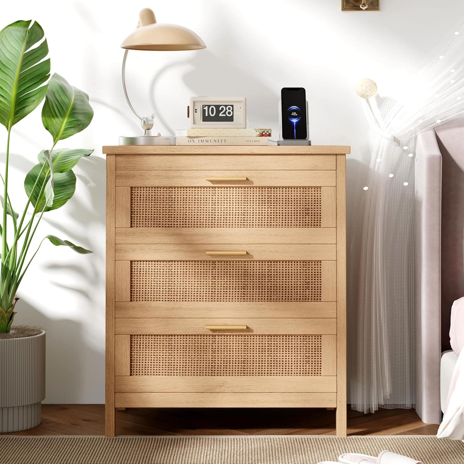 Keehusux Slim Bedside Nightstand Espresso Black front view